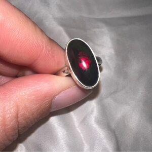 Black Ethiopian Opal Silver Ring sz7